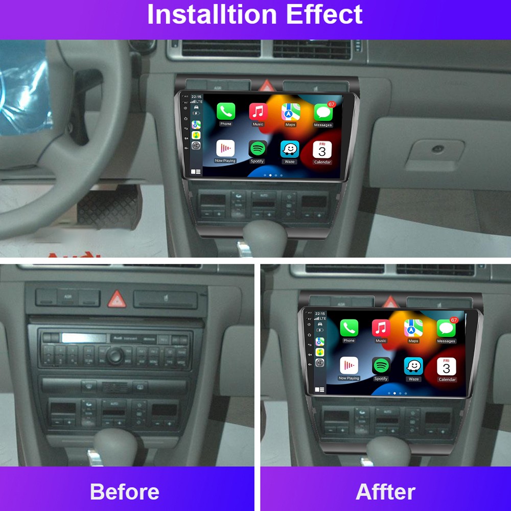 4G+64GB Android 15 For Audi A6 C5 S6 1997-2004 Carplay GPS Navi Car Stereo Radio