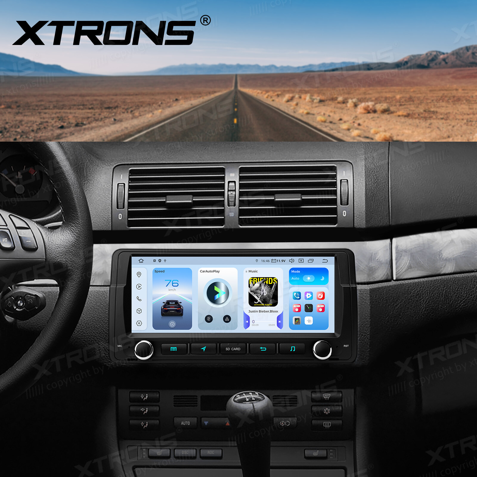 8.8″ QLED Android 14 8-Core 8+256GB Car Stereo Radio GPS For BMW E46 DTS Sound