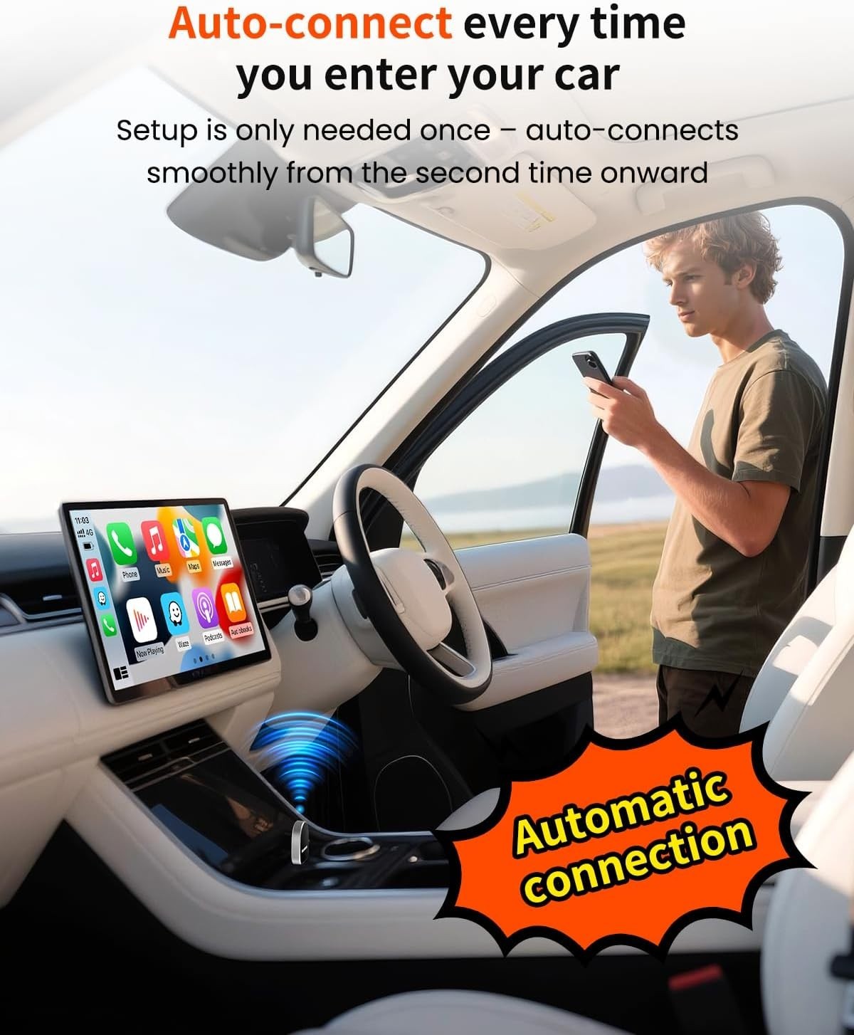 GetPairr Mini 2-in-1 Wireless Adapter for CarPlay & Android Auto Plug & Play