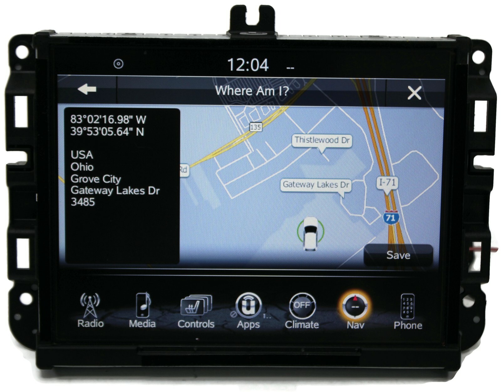 2013-2017 Jeep Cherokee Navigation 8.4” Dash Display Touch Screen 68238619AE