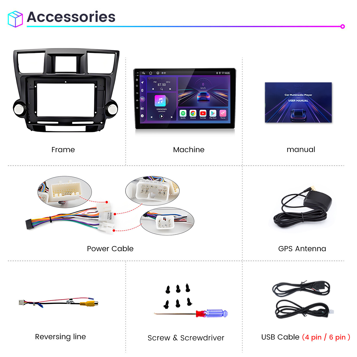 2+64GB Android 13 CarPlay Car Stereo Radio GPS for Toyota Highlander 2009-2013