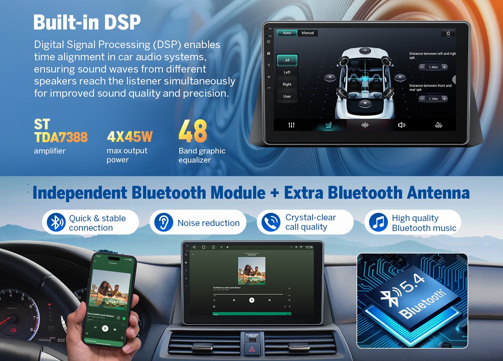 For Honda Accord 08-12 10.1″ Car Stereo Radio Wireless CarPlay Android 14 WiFi 6