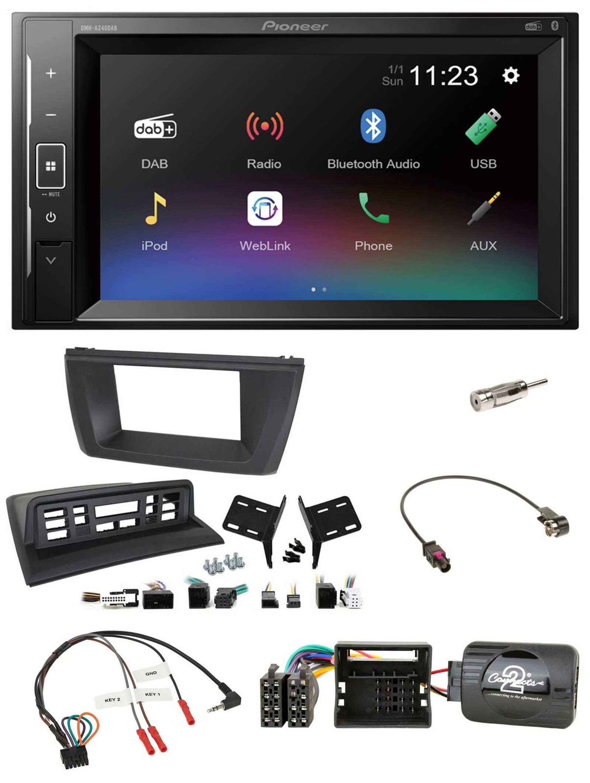 Pioneer DAB Steering Wheel 2DIN Bluetooth USB Car Stereo for BMW X3 E83 2004-2010 Center
