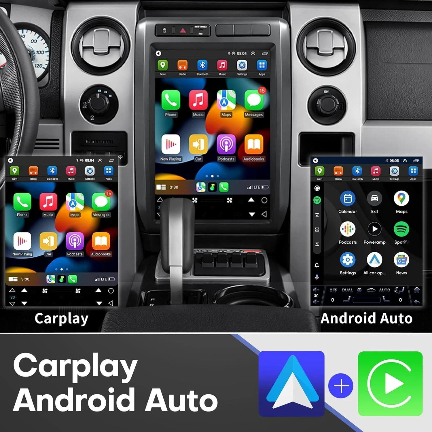 For Ford Tesla style F150 2009-2012 Apple Carplay Car Radio Stereo Navi GPS 12.1