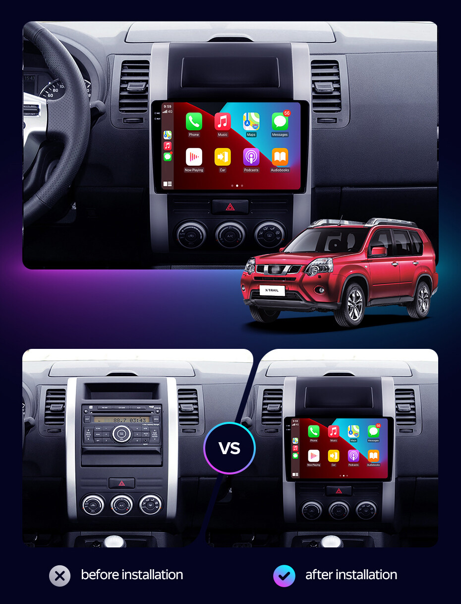 4GB+64GB Car Stereo Radio CarPlay For Nissan X-Trail T31 Android Navi DSP AHD BT