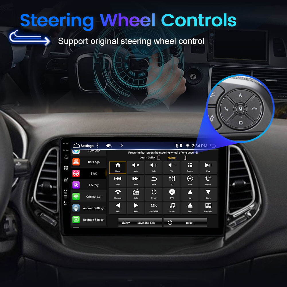 10.1″ 128GB CarPlay Car Stereo Radio Android 13 AM Navi For 2017-19 Jeep Compass