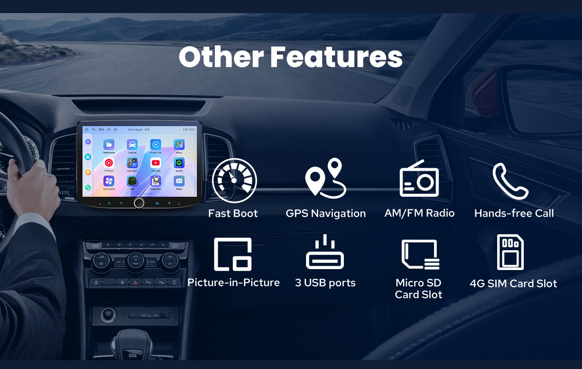 JOYING 10.1 Inch Android 13 Single Din Car Stereo with Physical Volume Knob FM
