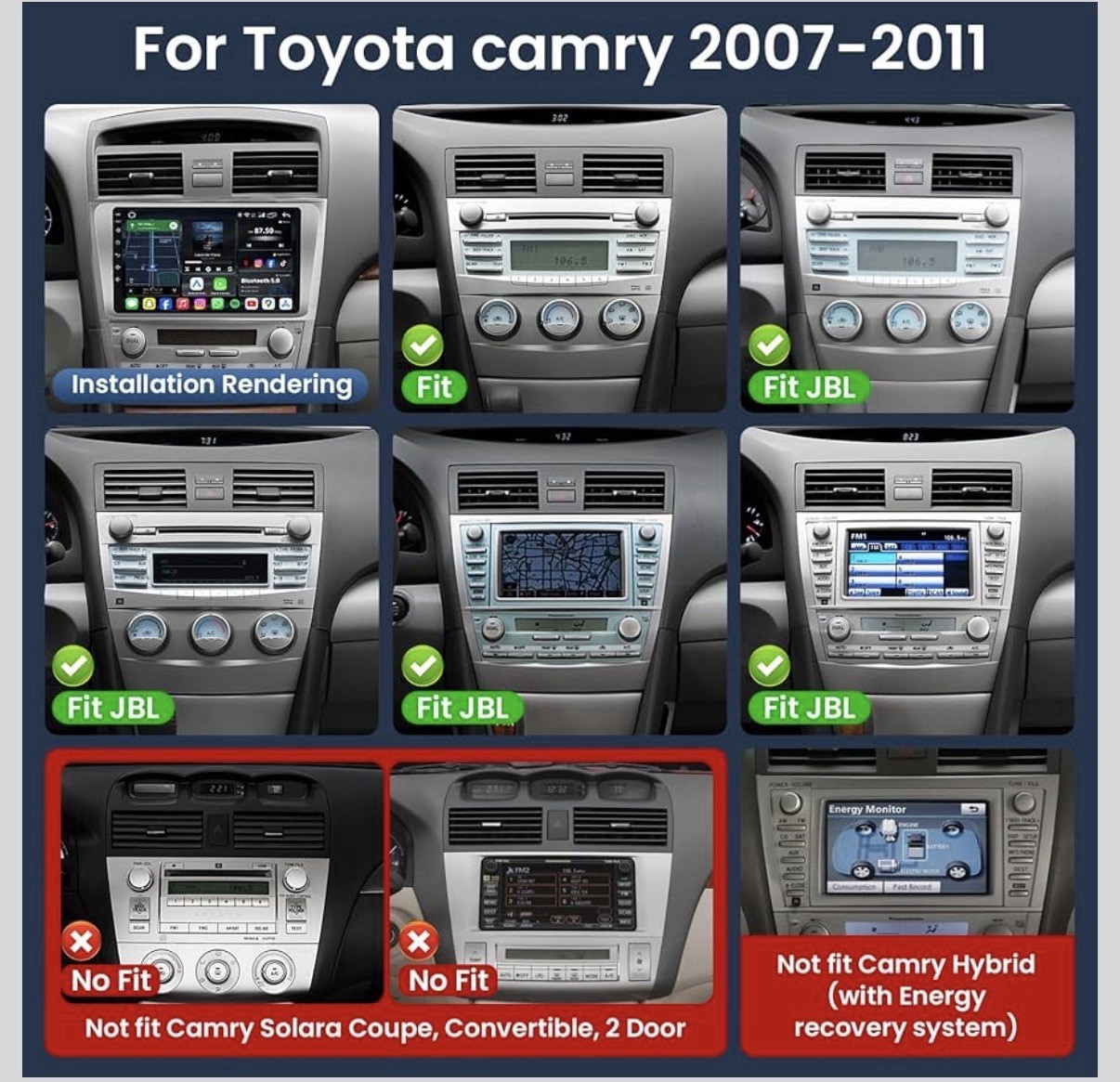 Wireless Carplay Radio for Toyota Camry 2006-2011 Android 13 GPS Navi WiFi BT