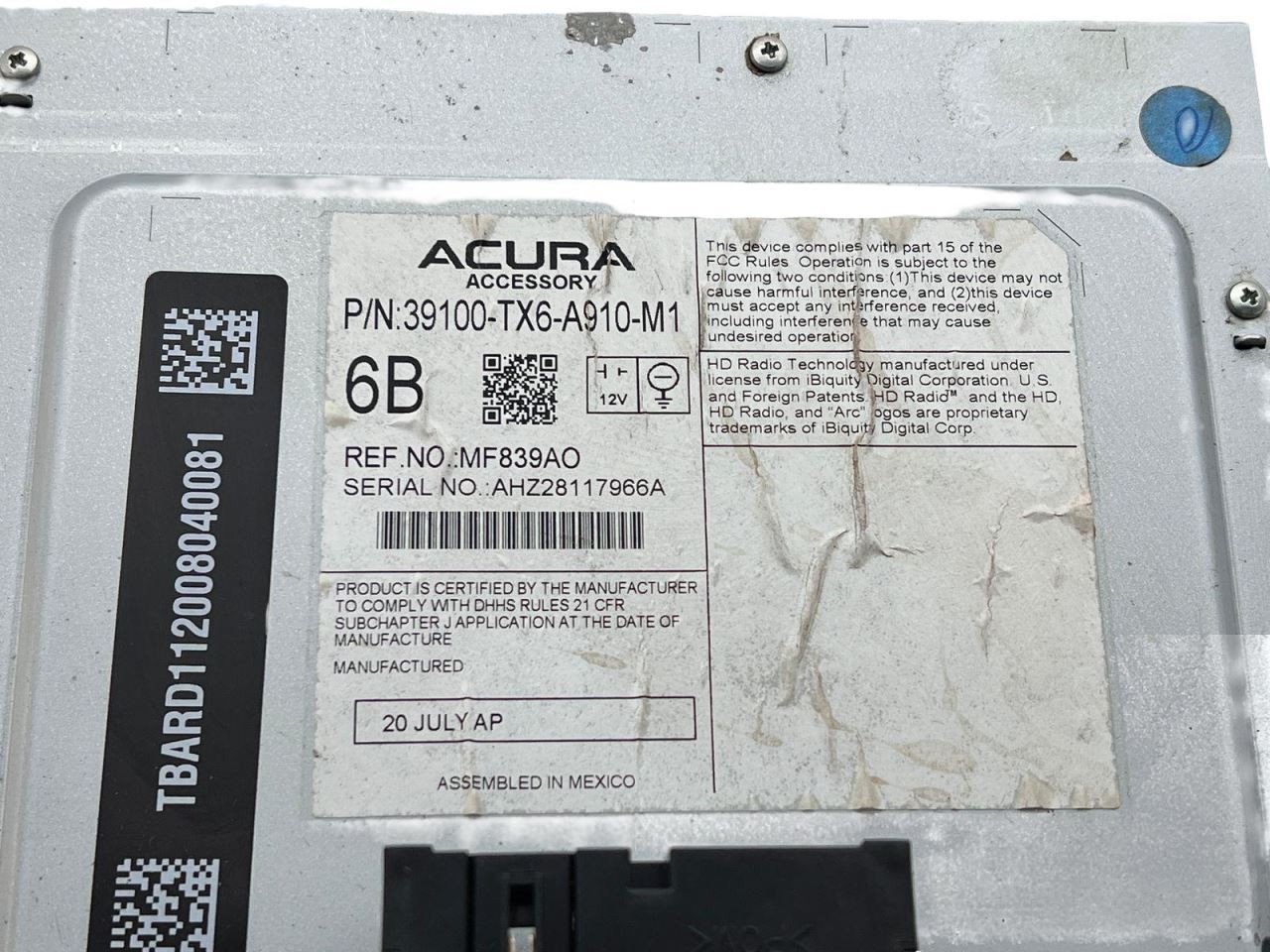 2019-2022 Acura ILX Audio Receiver With Display And Navigation