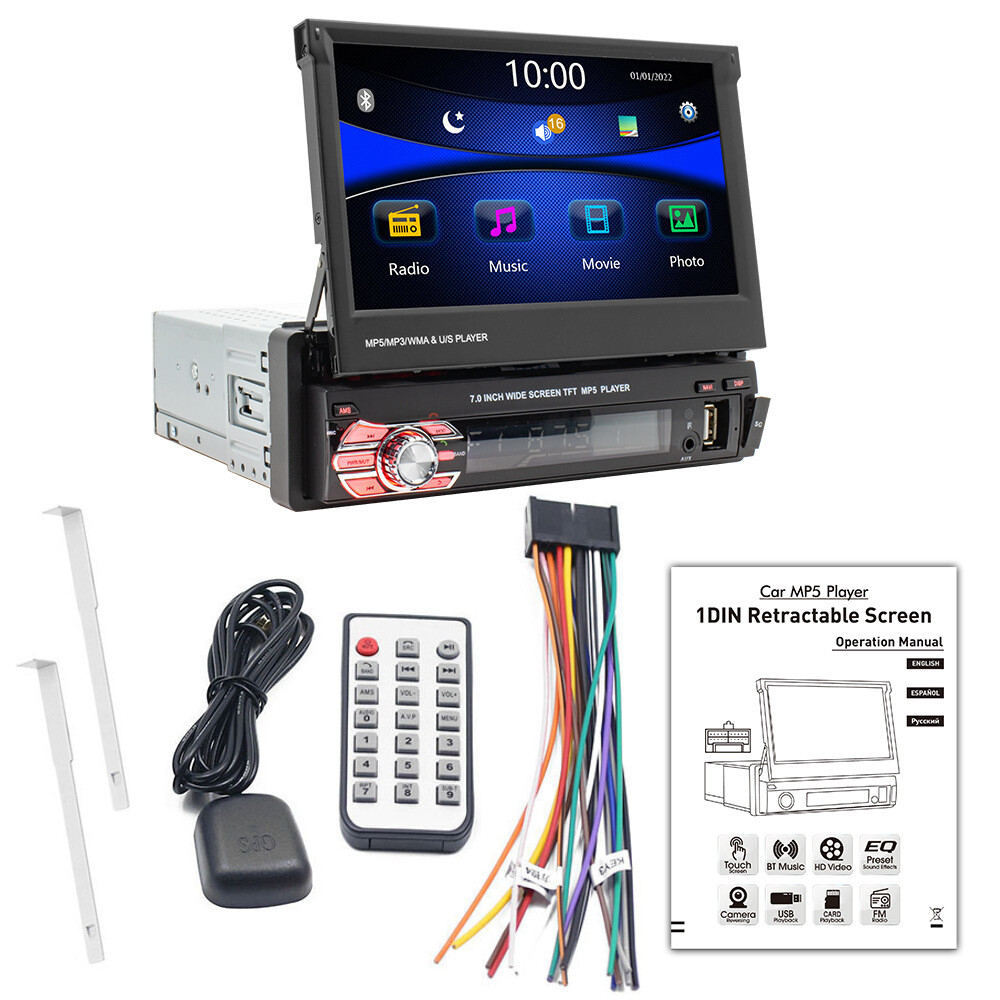 7 Inch Car Stereo Radio MP5 MP4 BT Player Portable Multimedia Flip out Autoradio