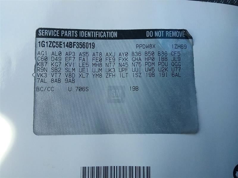 2009-2012 Chevy Malibu Radio AM FM Stereo CD MP3 USB Opt UUI exc. LTZ