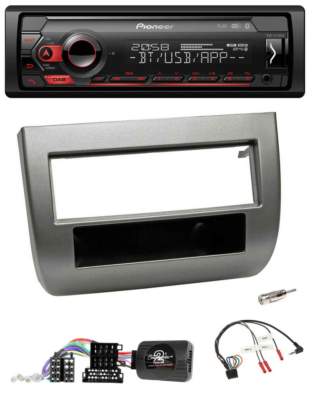 Pioneer Steering Wheel USB DAB Bluetooth Car Stereo for Lancia Y 843 2005-2011 Charcoal
