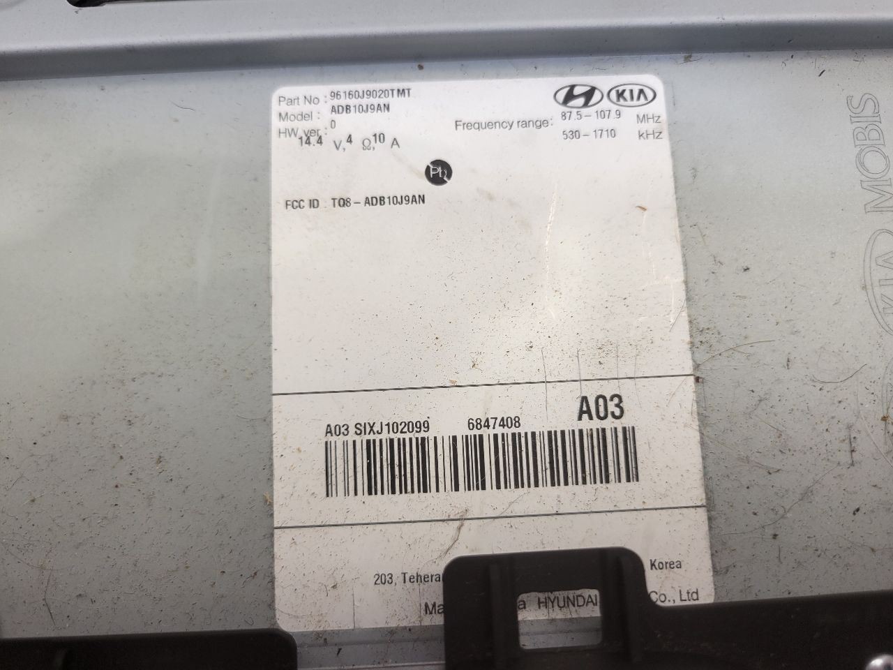 2018-2022 Hyundai Kona Audio Radio Receiver without Navigation 96160-J9020-TMT