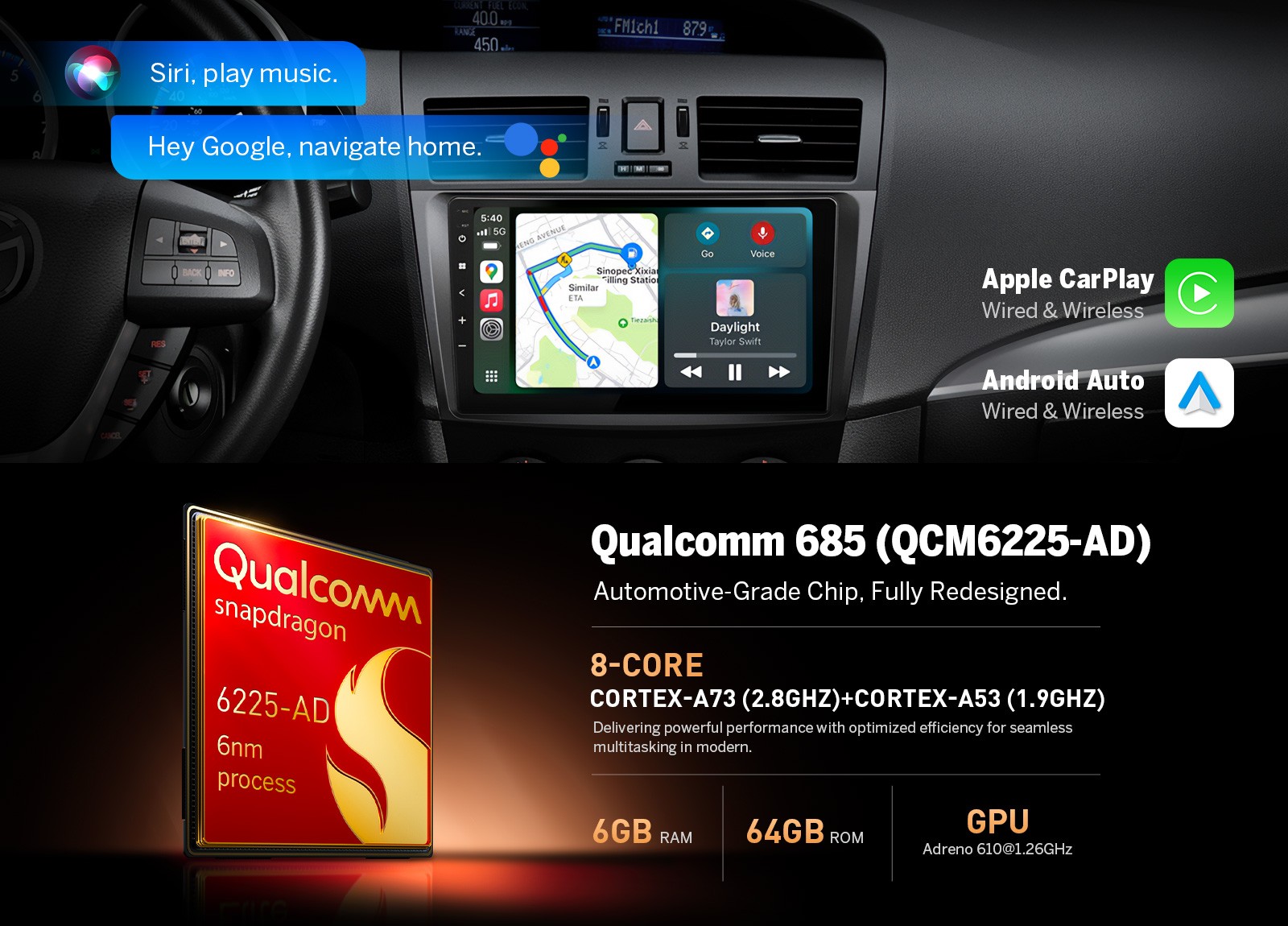 Android Auto 14 QLED 6+64 for Mazda 3 2010-2013 Car Radio CarPlay GPS Navigation