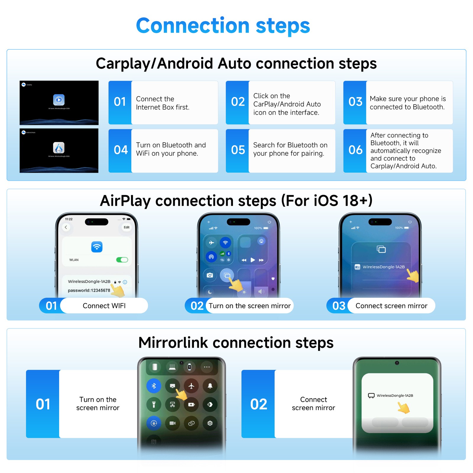 4 IN 1 CarPlay Adapter for Apple iPhone/Android Auto/AirPlay/Miracast 2026 NEW