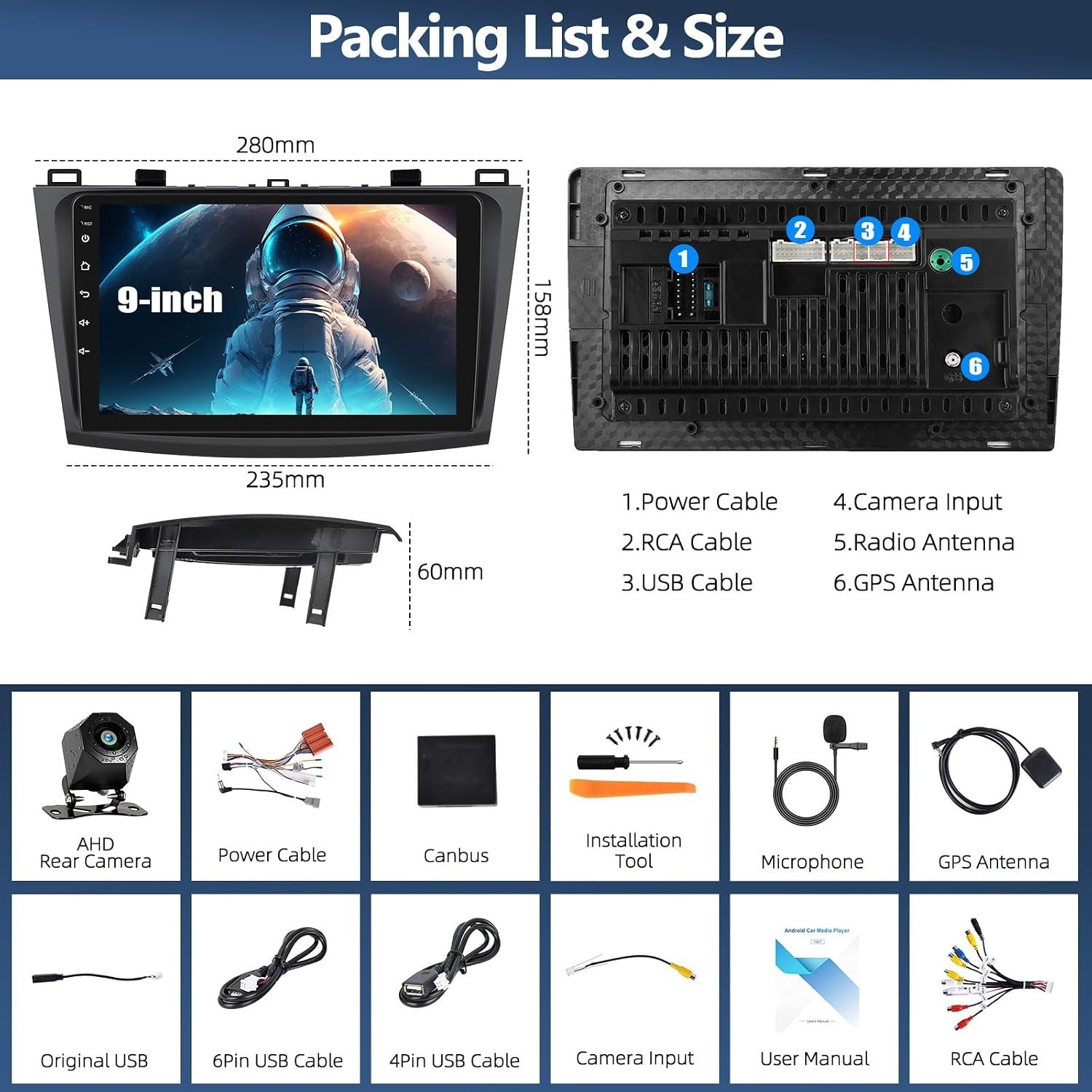 9″ Car Stereo for Mazda 3 2010-2013 Android 15 CarPlay Android Auto GPS