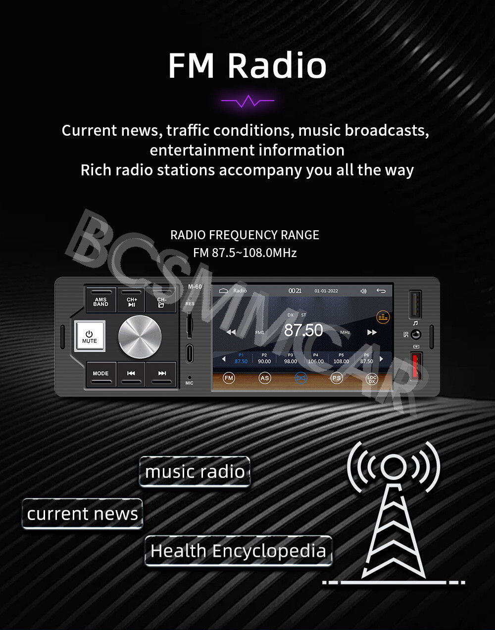 Single Din Car Stereo Touch Screen Radio Player Bluetooth FM AUX USB Mirror Link