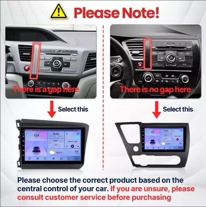 For 2012 Honda Civic LX Sedan 9in Android 15 Car Stereo GPS Navi Apple Carplay