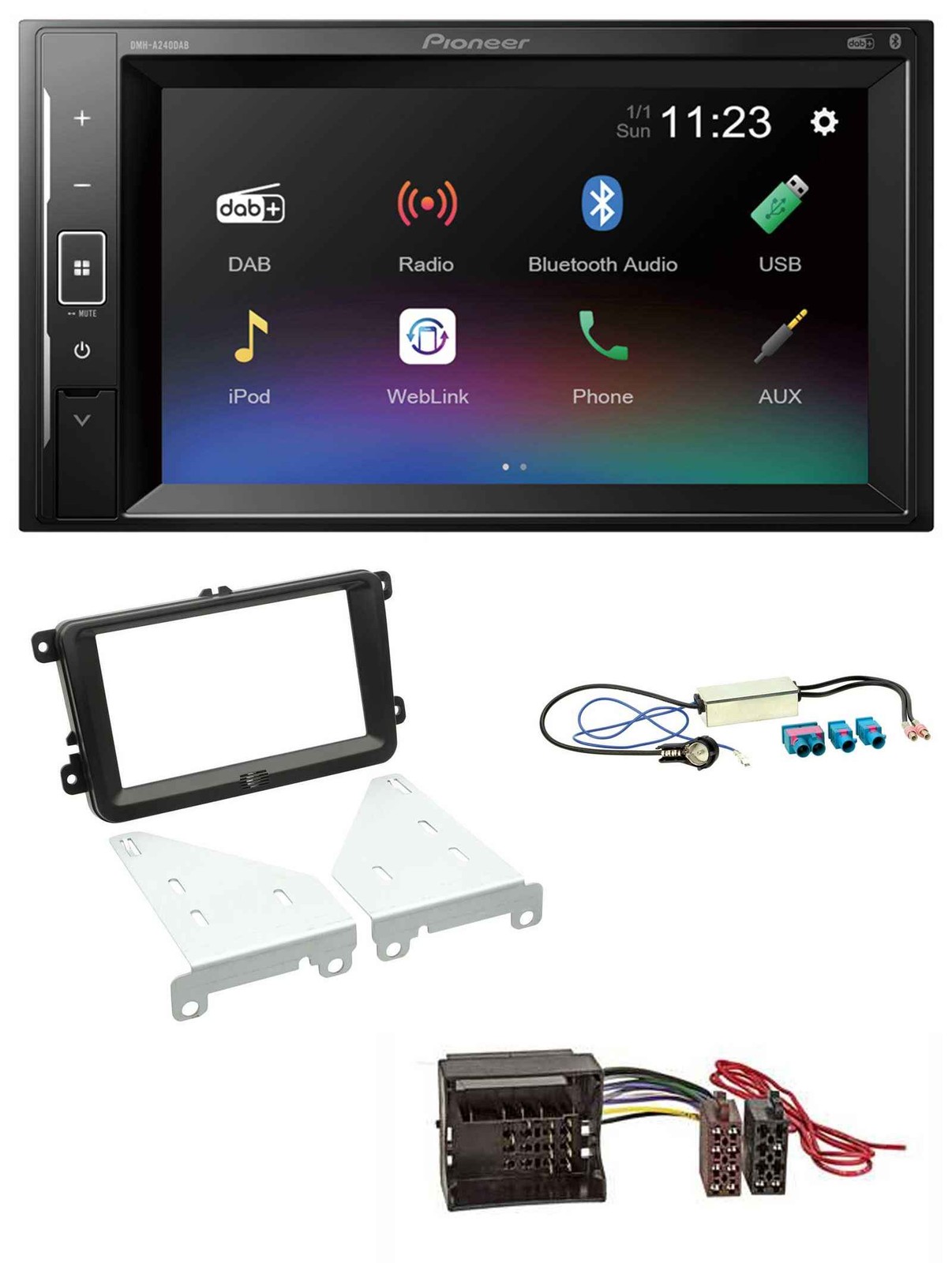 Pioneer DAB MP3 2DIN Bluetooth USB Car Stereo for VW Seat Skoda Diversity