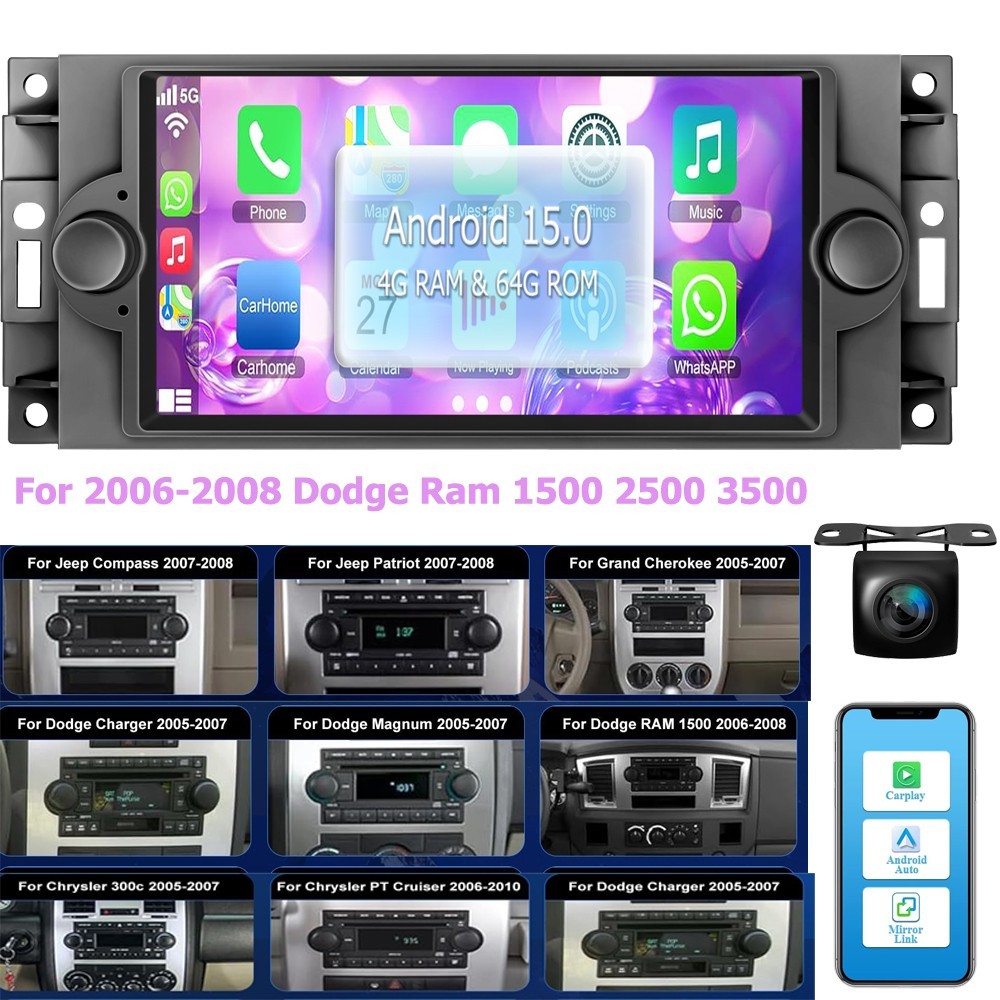Car Stereo Radio Navigation Head Unit For Dodge Jeep Chrysler Carplay Camera