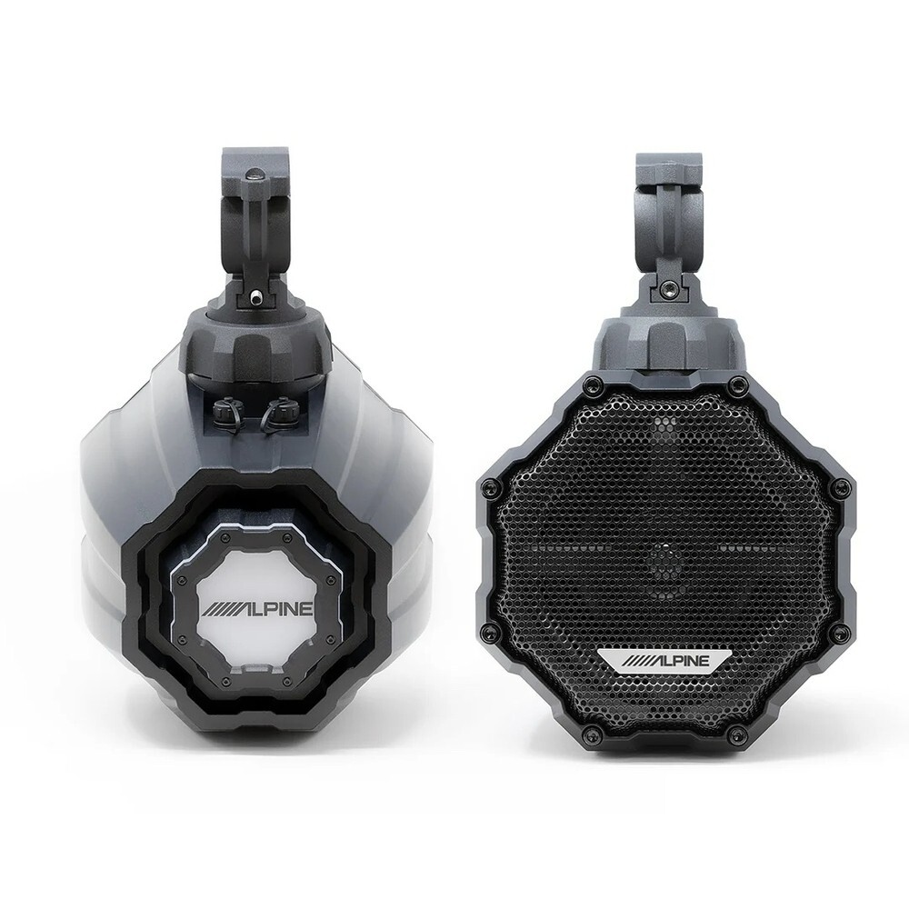 Alpine KAC-CMD-CTR Audio Receiver with Universal Marine Speaker Pods – Pair