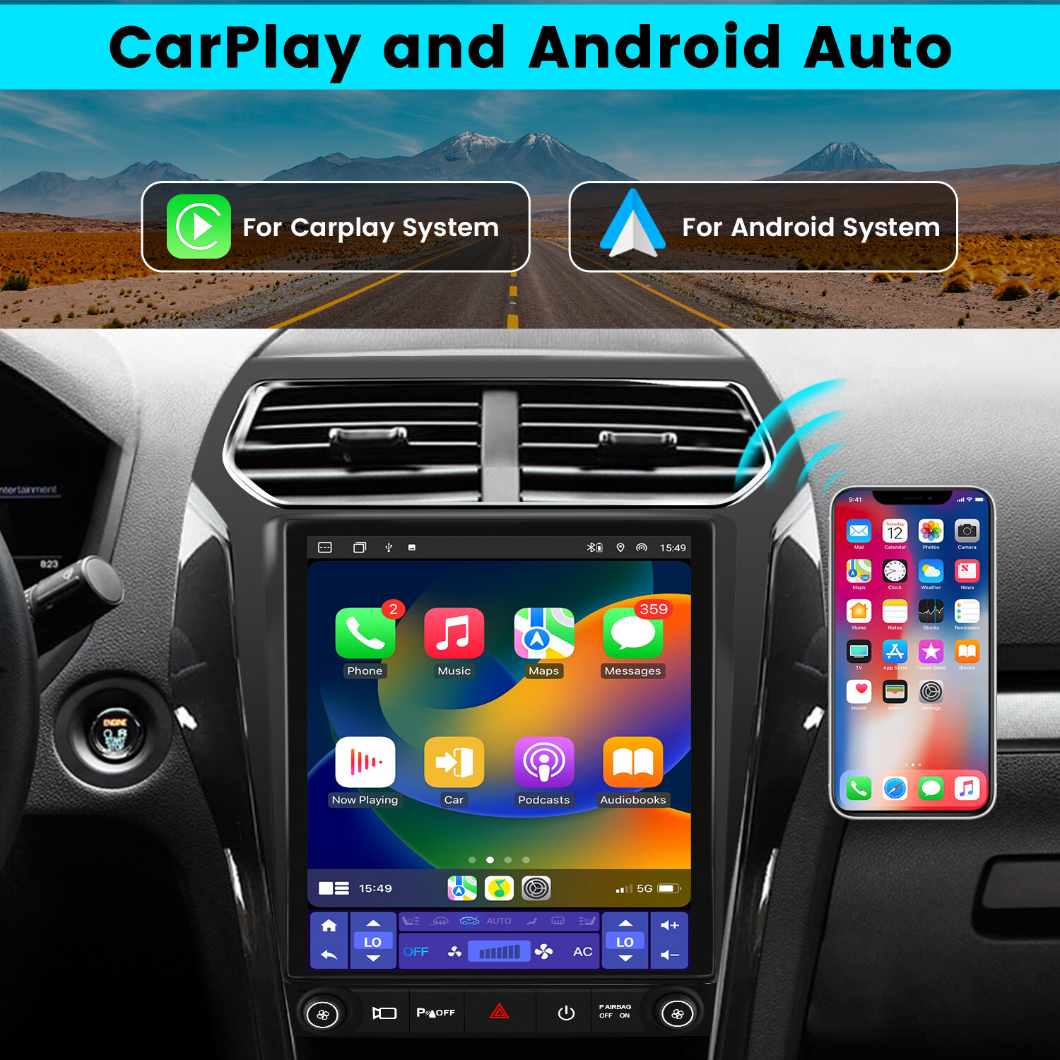 12.1″ Android 13 Car Radio Stereo 8 Core for Ford Explorer 2011-2019 CarPlay GPS