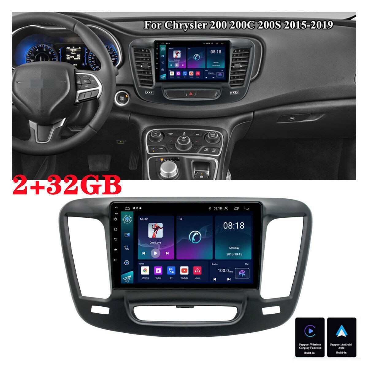 9″ Pantalla Para Chrysler 200 2015-2019 Carplay Radio