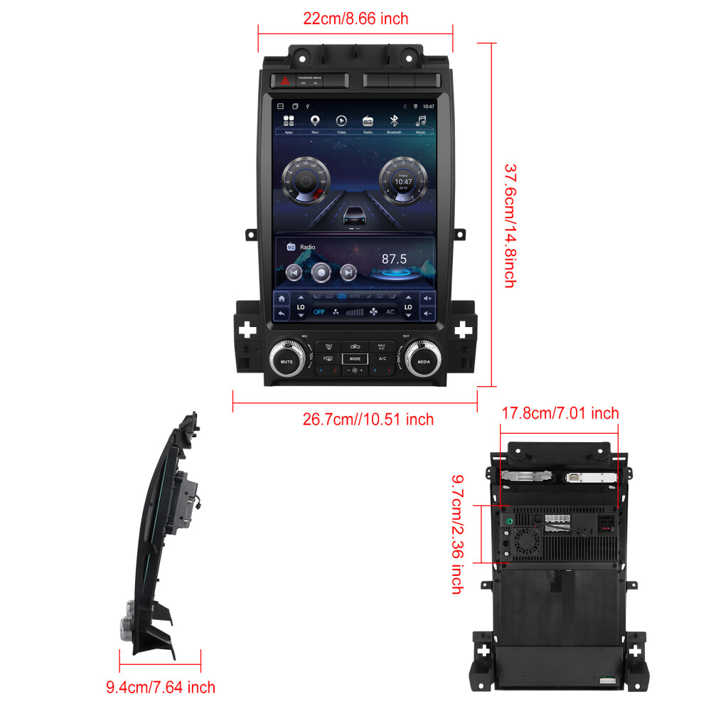 12.1″ Vertical Screen For Ford Taurus 2010-2018 Android 13 4+64GB GPS Car Radio
