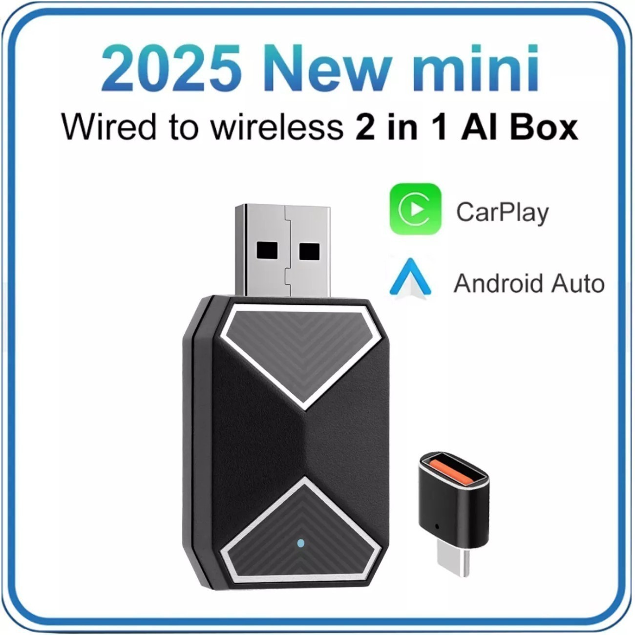 Wireless Carplay Android Auto Adapter 2 in 1 Mini Box Plug&Play Wireless Dongle1