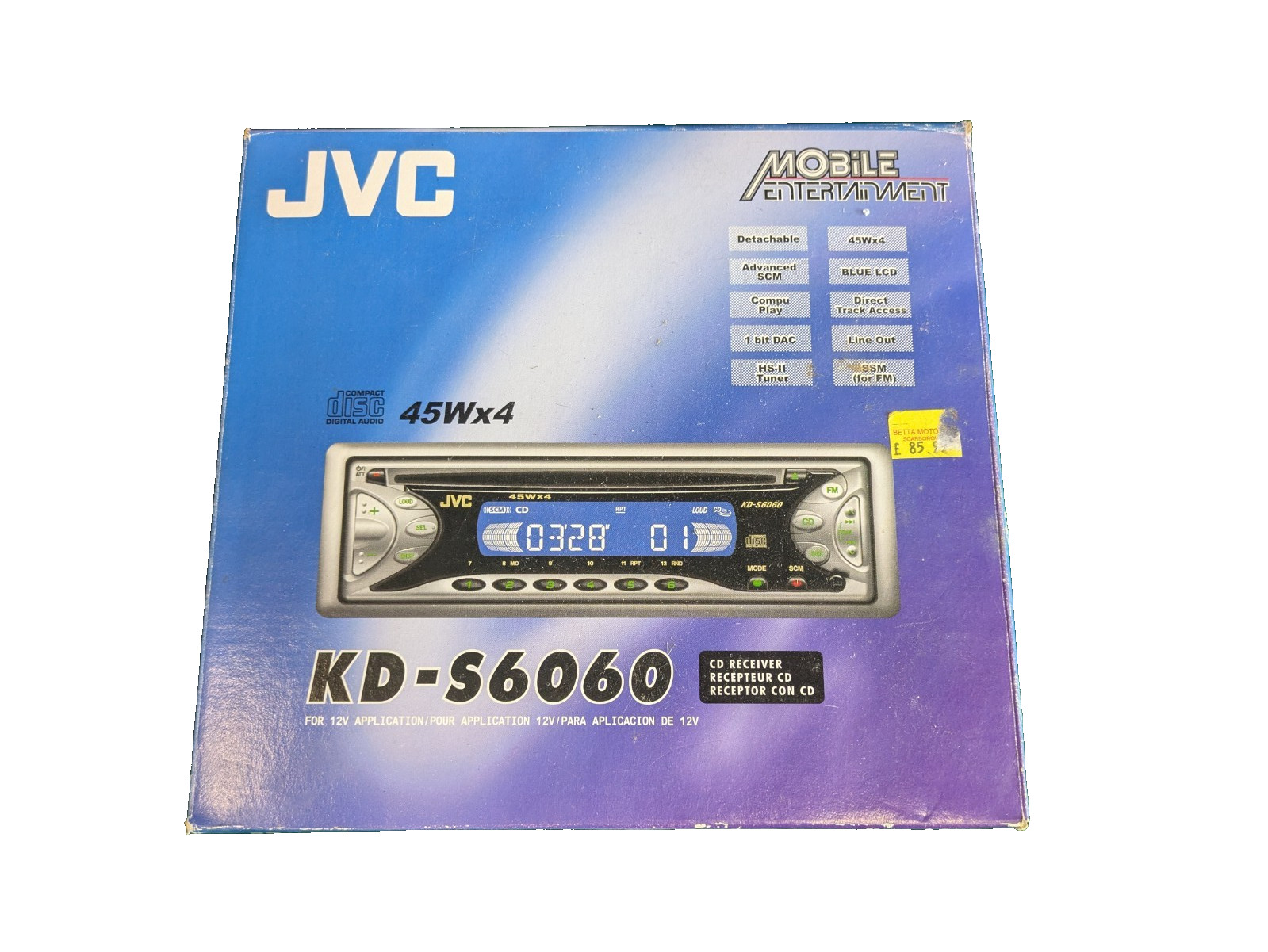 JVC KD-S6060 Car Stereo CD Player FM AM Radio 1 DIN Vintage Head Unit Working