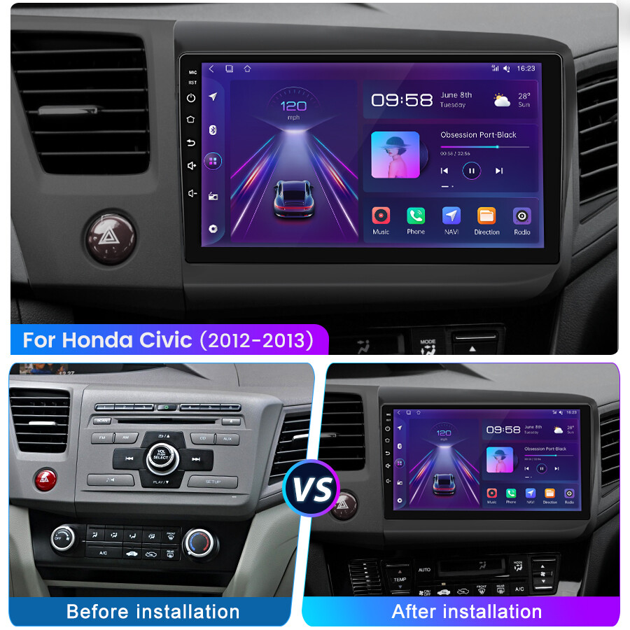 For Honda Civic 2012-2013 6+128G 8Core Android12 Car Radio GPS NAVI WIFI Carplay