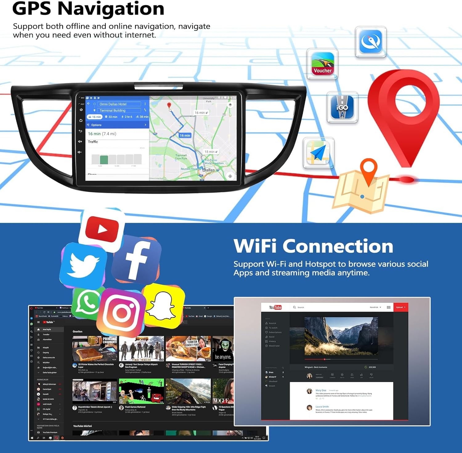 Apple Carplay For Honda CRV 2012-2016 Android 15 Car Stereo Radio GPS WIFI SWC