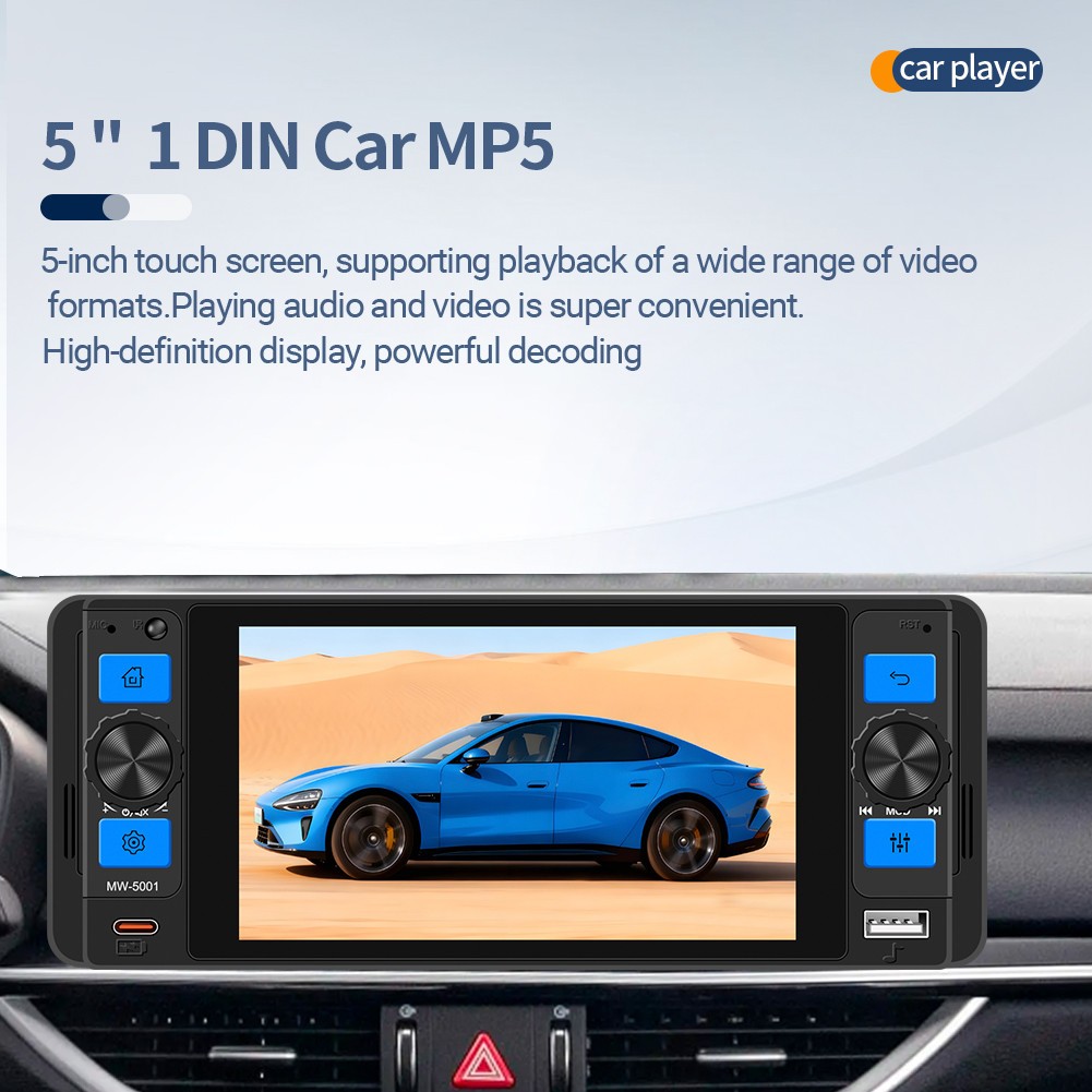 5in Car Stereo Radio Player Touch Screen Bluetooth FM RDS For Wireless Carplay