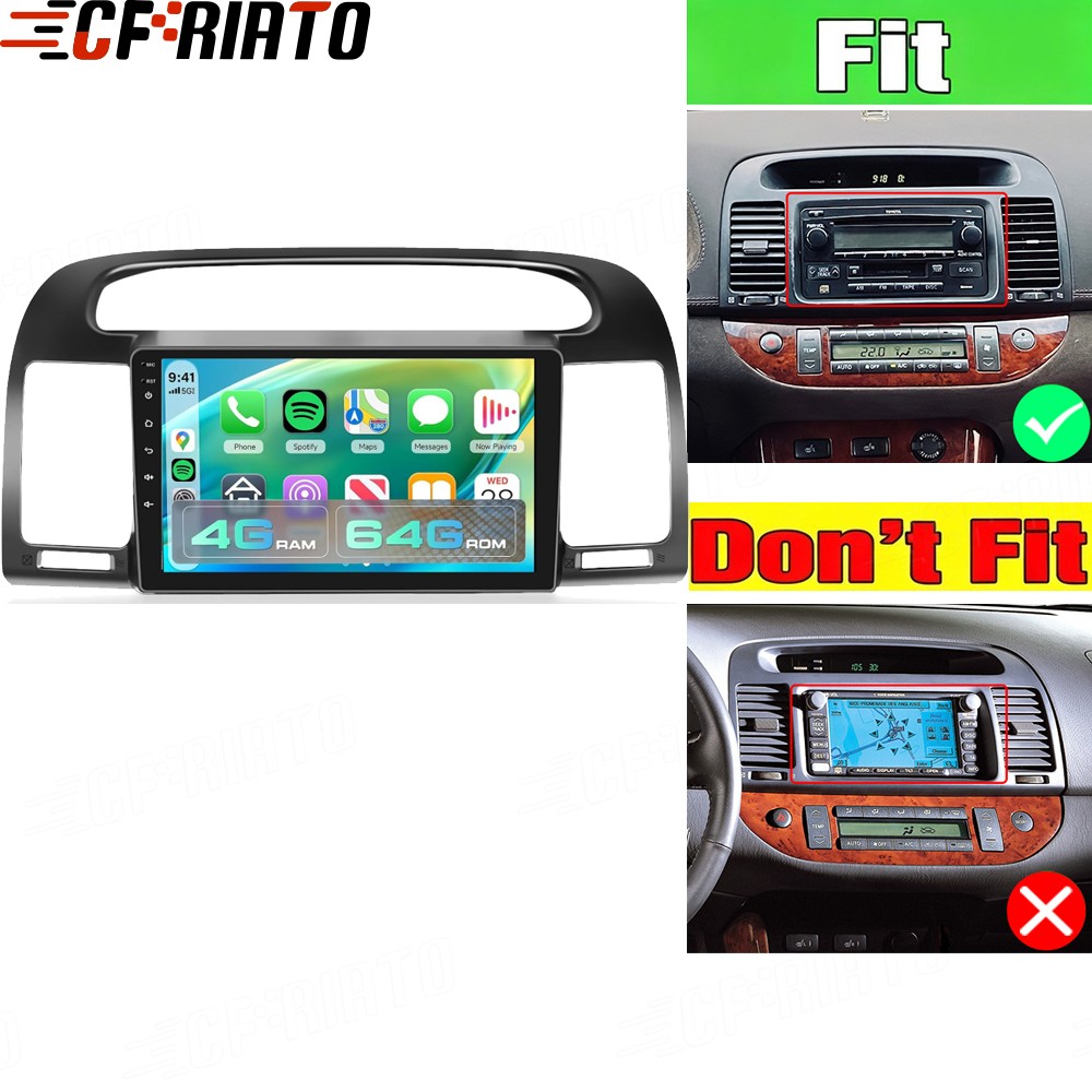 For Toyota Camry 2001-2006 Car Stereo Radio Apple Carplay Android 15 GPS 4+64GB