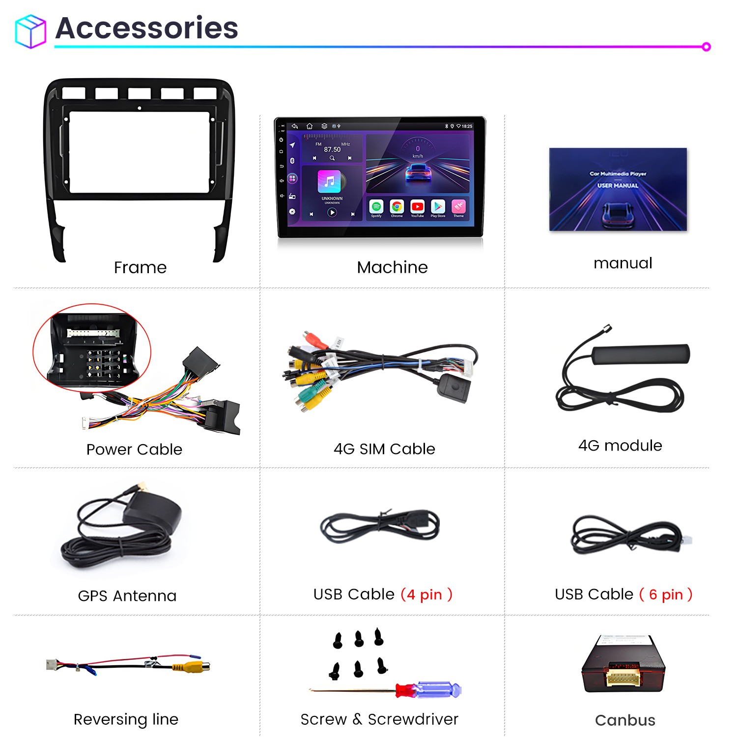 6+128G Carplay Android14 For Porsche Cayenne 2002-2010 Car Stereo Radio GPS Navi