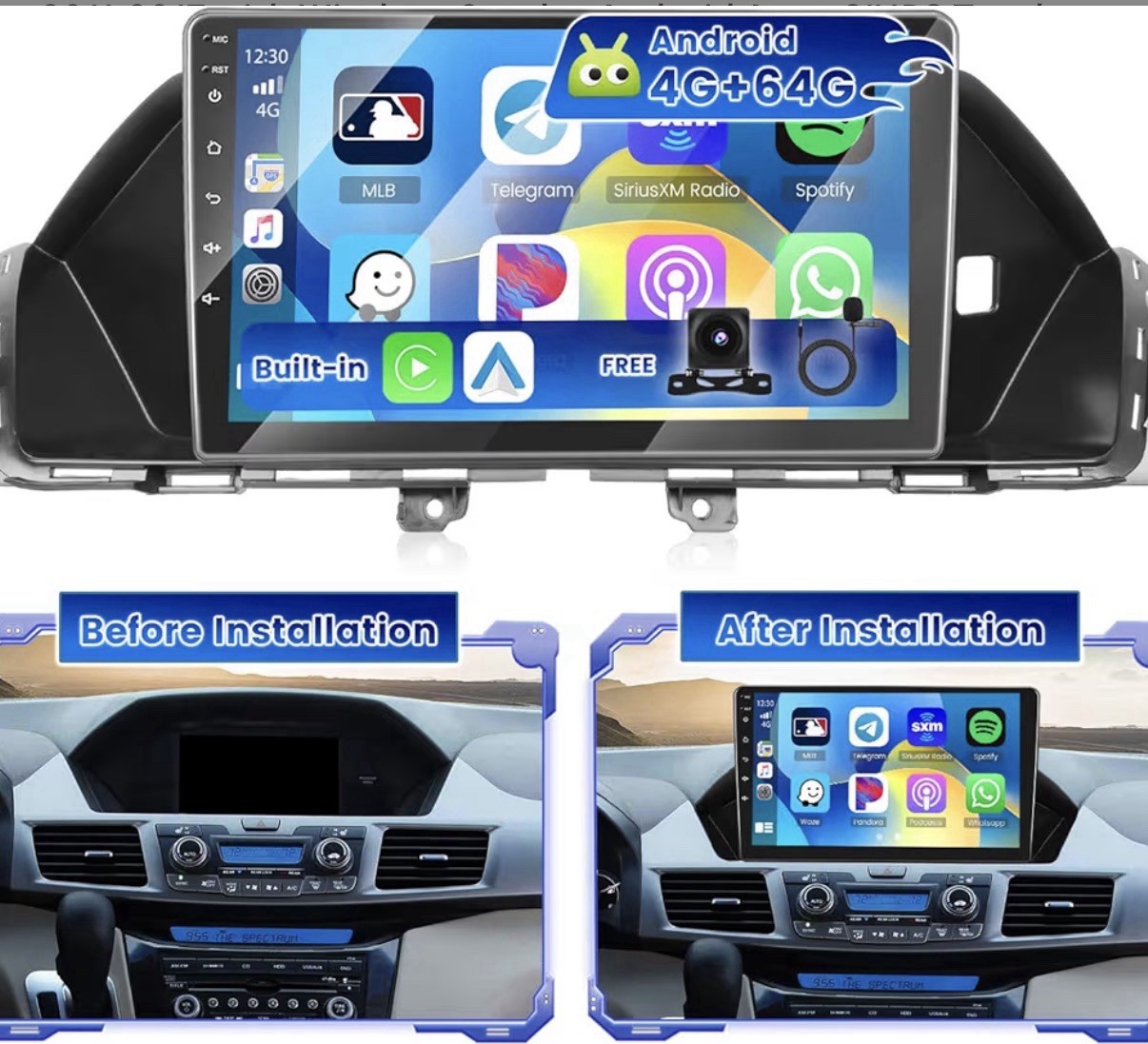 MISSING MT BRACKET 4+64G 9” Android 15 Carplay Stereo for Odyssey EX-L 2010-2017