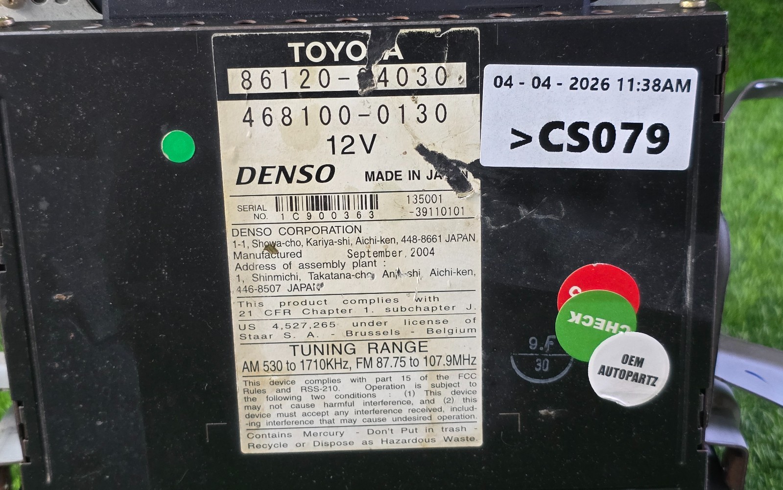TOYOTA SIENNA 2004-2007 TUNDRA NAVIGATION RADIO DISPLAY 86120-0C160 E7006 Oem