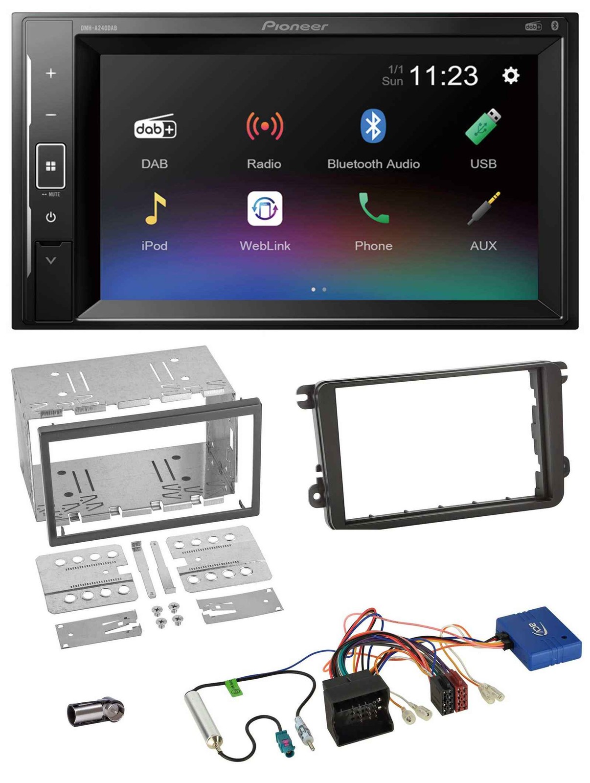 Pioneer DAB CAN Bus 2DIN Bluetooth USB Car Stereo for VW T5 Caravelle Multivan AB