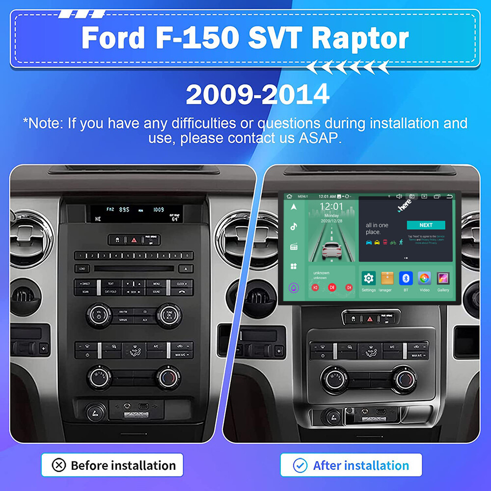 13″ Carplay For 2009-2014 Ford F150 Android Car Stereo Radio Navi 8-Core 4+64G