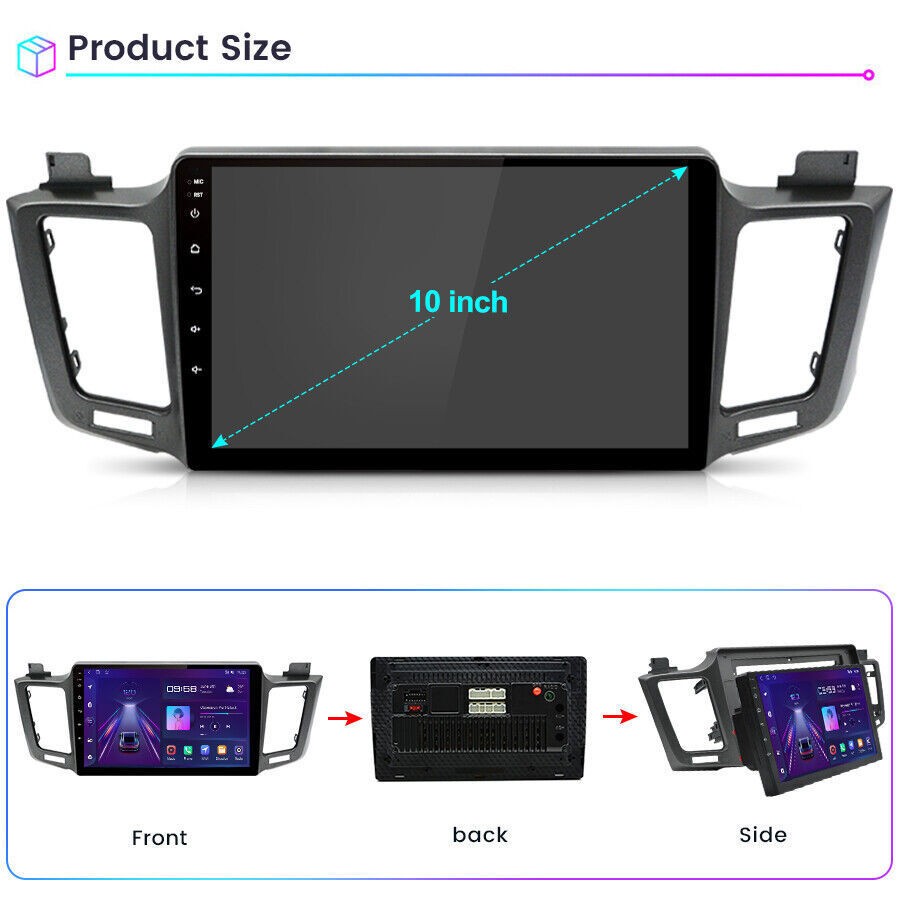 For Toyota RAV4 2013-2018 Android 15 Apple CarPlay Car Stereo Radio GPS BT 10.1″