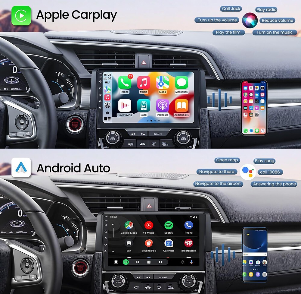 Car Radio Stereo Carplay For 2016-2021 Honda Civic 4+64G 9in CarPlay Car