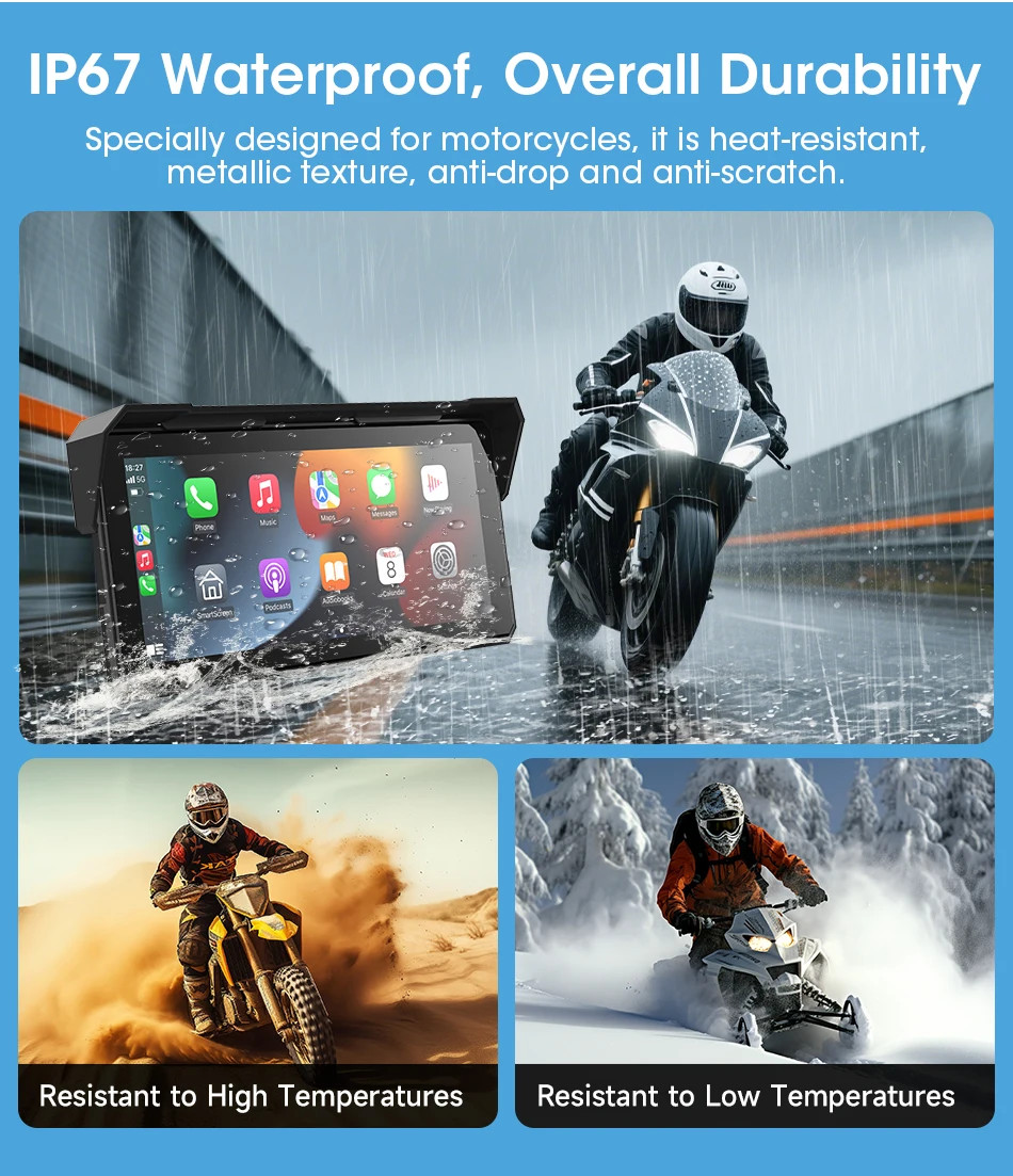 Srnubi 6.25″ Portable CarPlay GPS Digital Moto Dashboard Waterproof Display