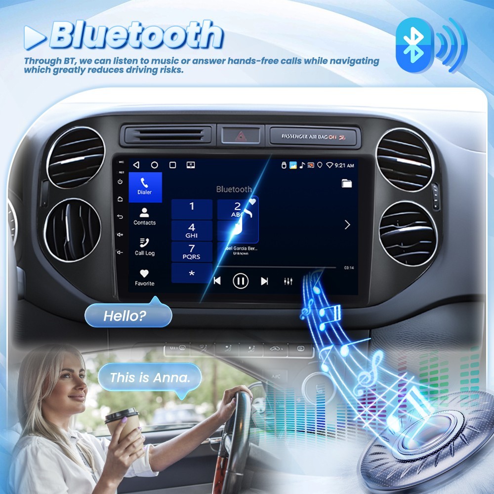 64GB For VW Tiguan 2009-2017 Car Stereo Apple CarPlay Android 15 Radio GPS Navi