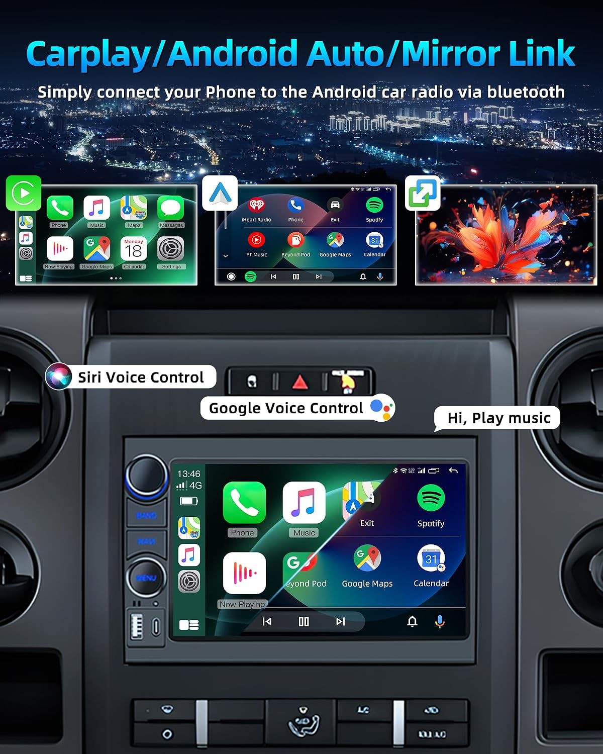 7″ HD Car Radio Stereo Carplay Andriod Auto GPS 8Core 64G for Ford F150 004-2008