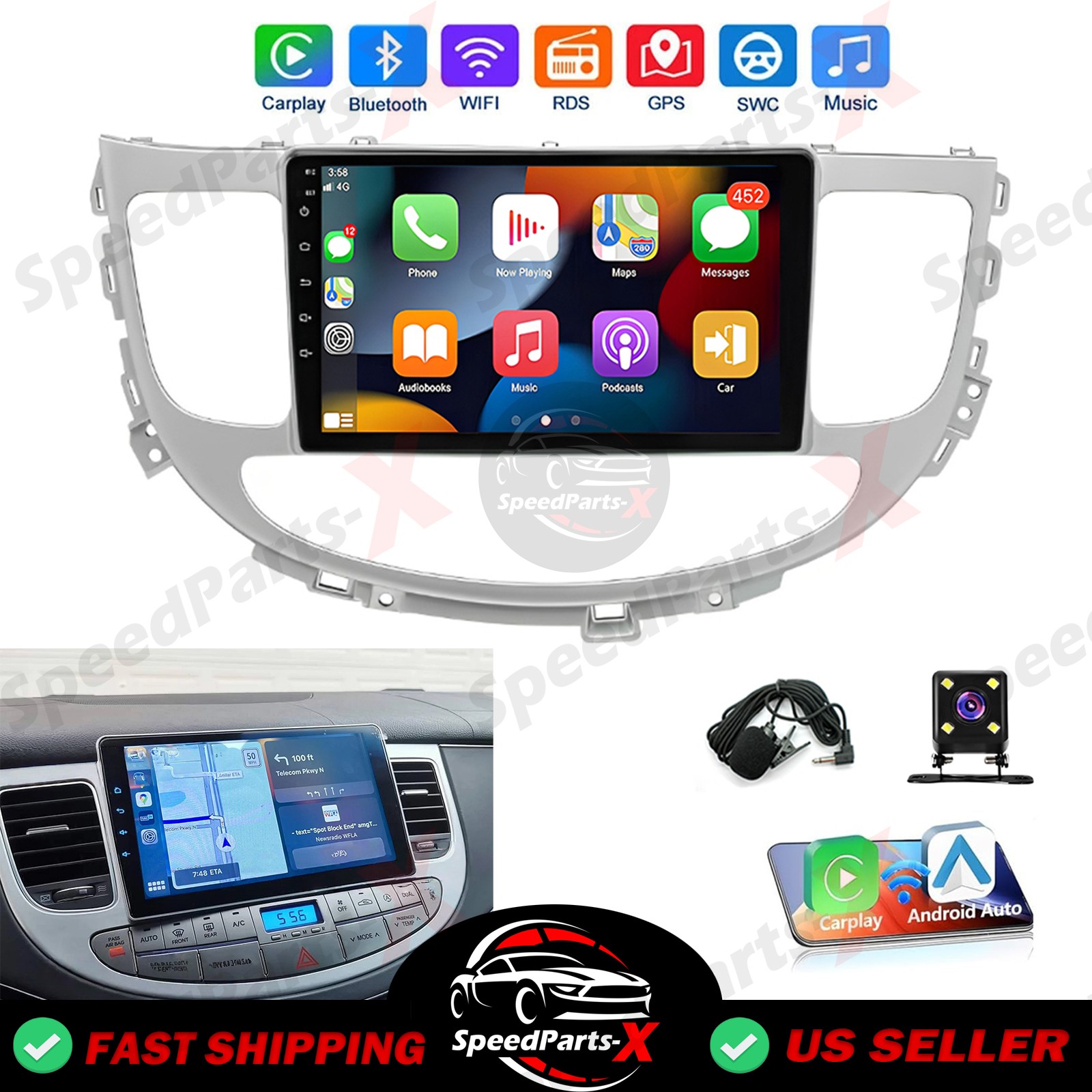 Android 13 Carplay Android Auto Head Unit 9inch For Hyundai Genesis Rohens 09-14