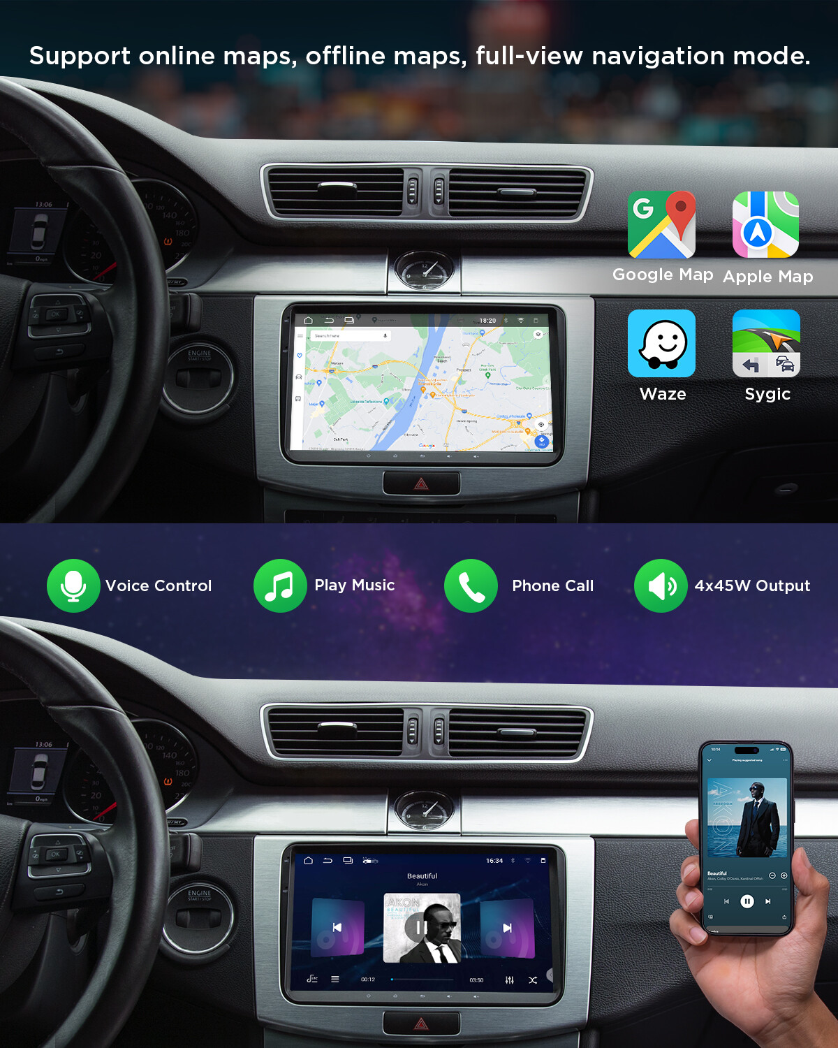 9″ Carplay Android 13 Car Stereo Radio GPS WiFi For VW Volkswagen Jetta 2006-15