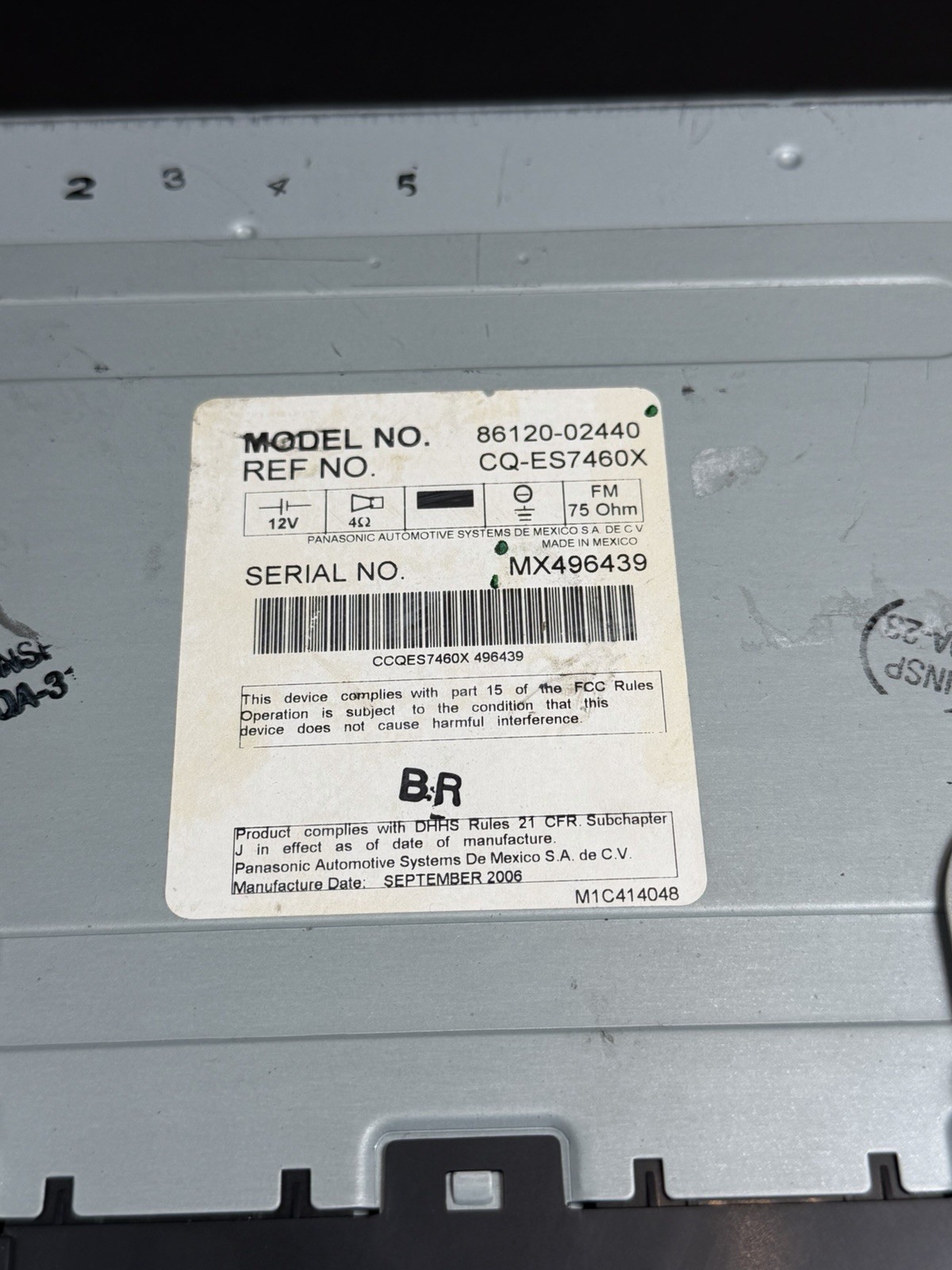 04-07 TOYOTA Corolla JBL RDS Radio Stereo 6 Disc Changer CD Player 86120-02440