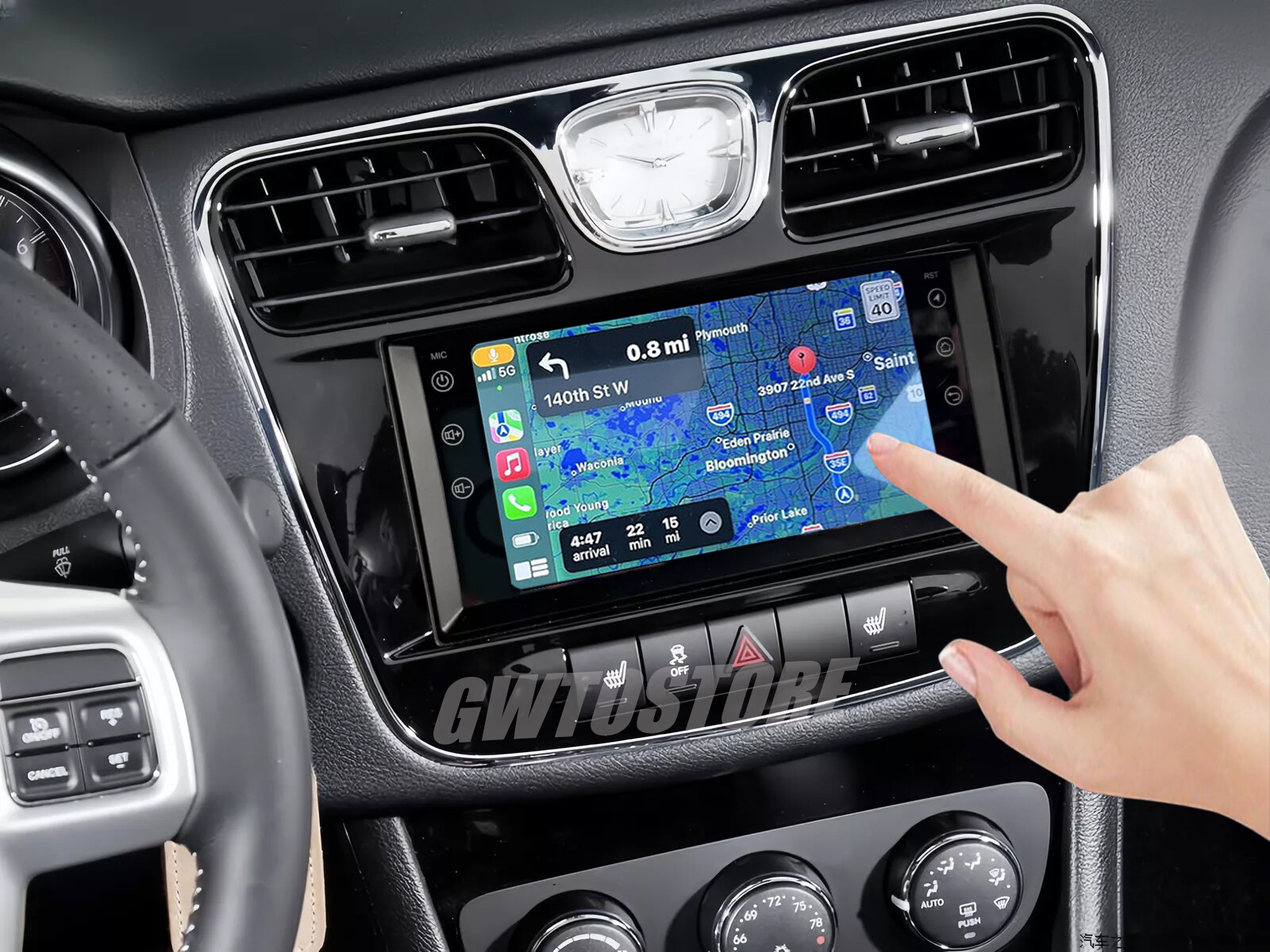 Car Radio Stereo For 2011-2014 Chrysler 200 Apple Carplay Android 13 GPS Navi