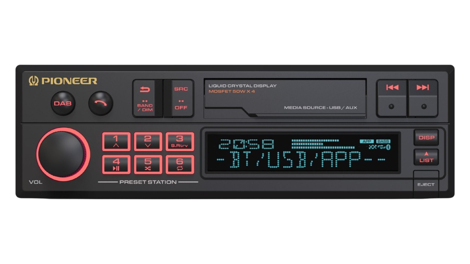 Pioneer SXT-C10PS – Retro Tape Deck Style Bluetooth DAB USB Aux Tuner Car Stereo