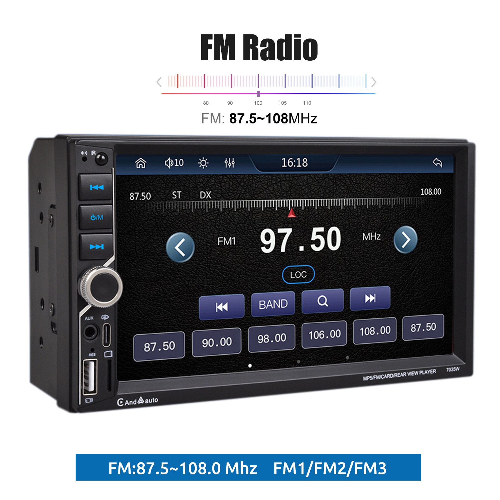 2 DIN 7″ Car Stereo Head Unit Wireless Carplay Android Auto BT FM USB AUX TF MP5